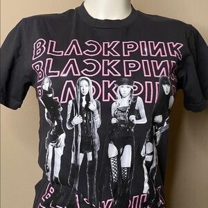 BLACKPINK black cotton official K-pop concert band portrait logo T-Shirt XS 🖤💖🖤